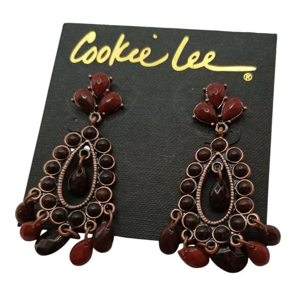 Cookie Lee Earrings NWT Faux Jade And Red Pierced Earrings 2 Pair‎ Both New - Picture 3 of 8